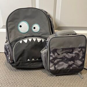 Pottery Barn Kids - Gray Monster Backpack and Lunchbox Set